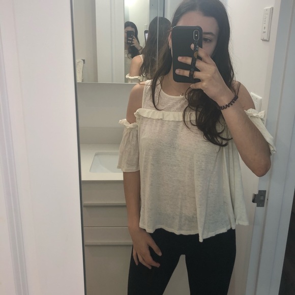 White off the shoulder blouse from Anthropologie - Picture 1 of 6